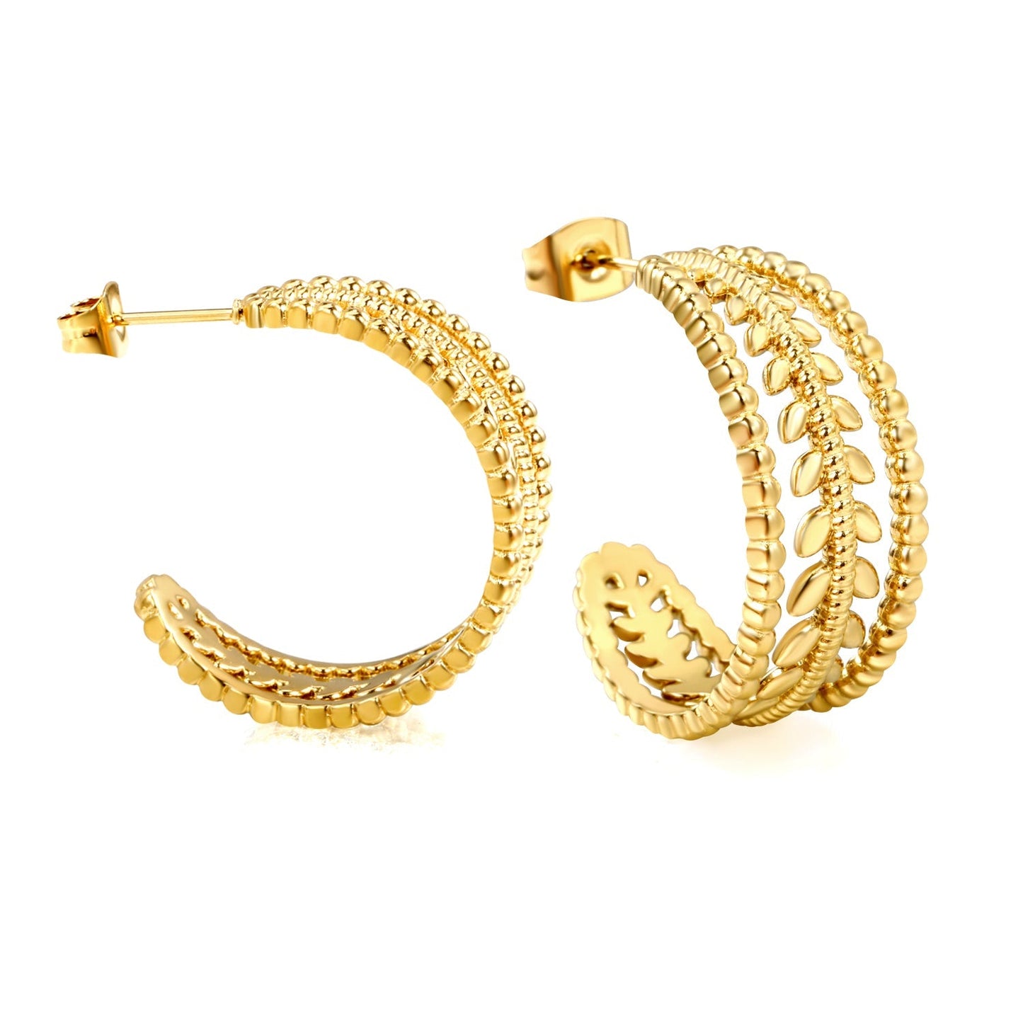 Pendientes C-Flower Blossom con fusión en Oro 18K