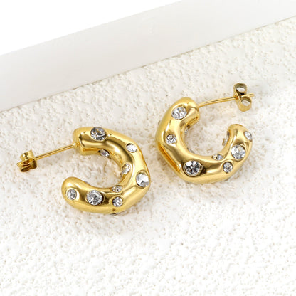 Pendientes Half Round Diamond con fusión en Oro 18K