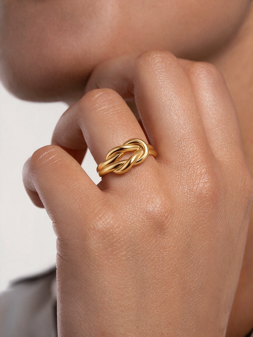Anillo Knot con fusión en Oro 18K