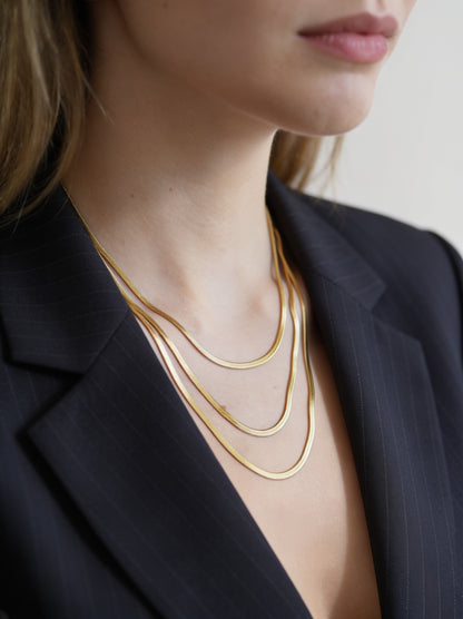 Collar Triple Snake Chain con fusión en Oro 18K
