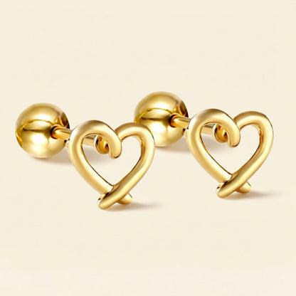 Pendientes Heart Cut-Out con fusión en Oro 18K