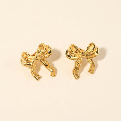 Pendientes Bow Silk con fusión en Oro 18K