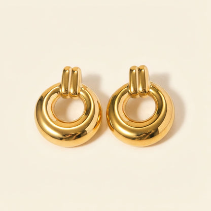 Pendientes Round Ring con fusión en Oro 18K