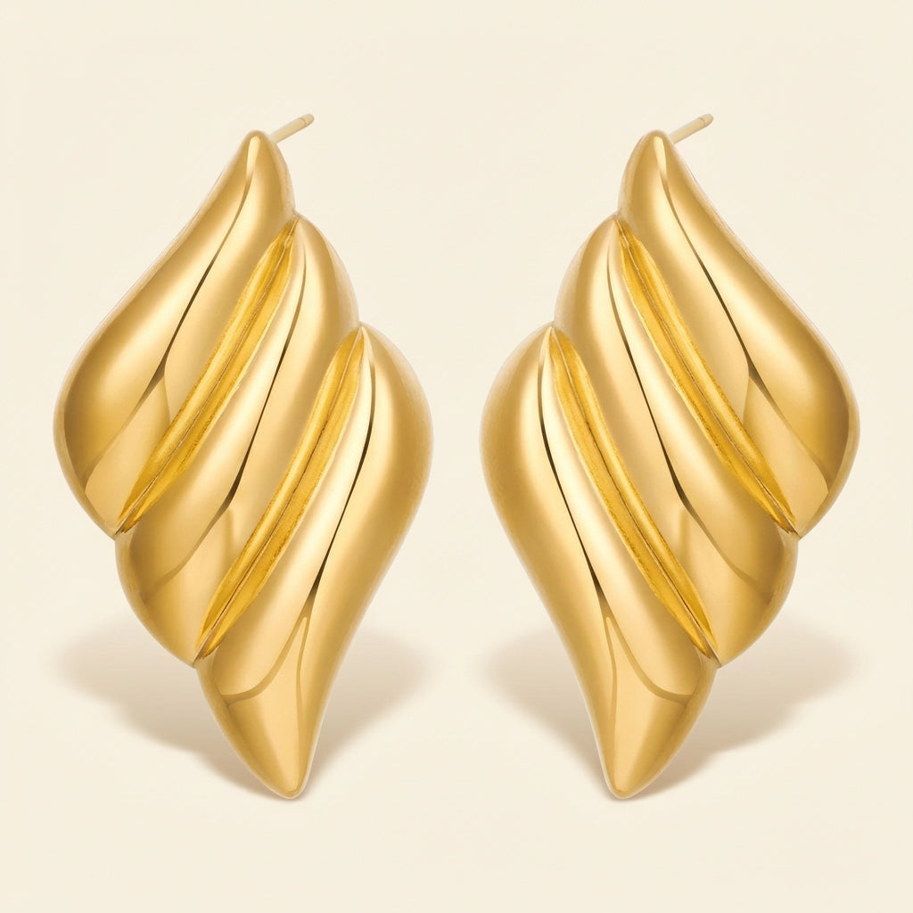 Pendientes Triple Wing con fusión en Oro 18K