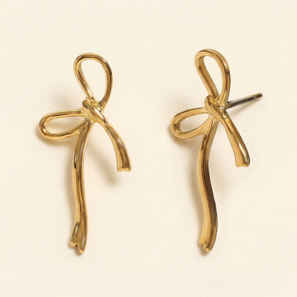 Pendientes Bow Ribbon con fusión en Oro 18K