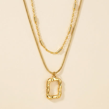 Collar Double Soul Rectangle con fusión en Oro 18K