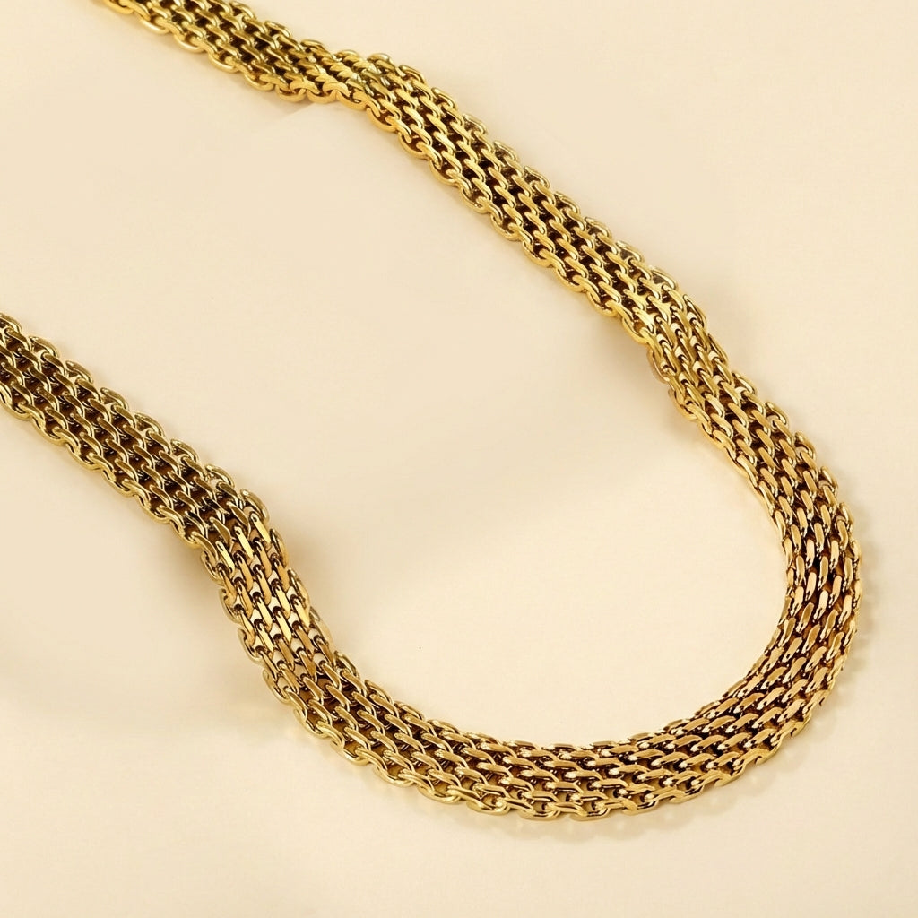 Collar Braided Mesh Link con fusión en Oro 18K