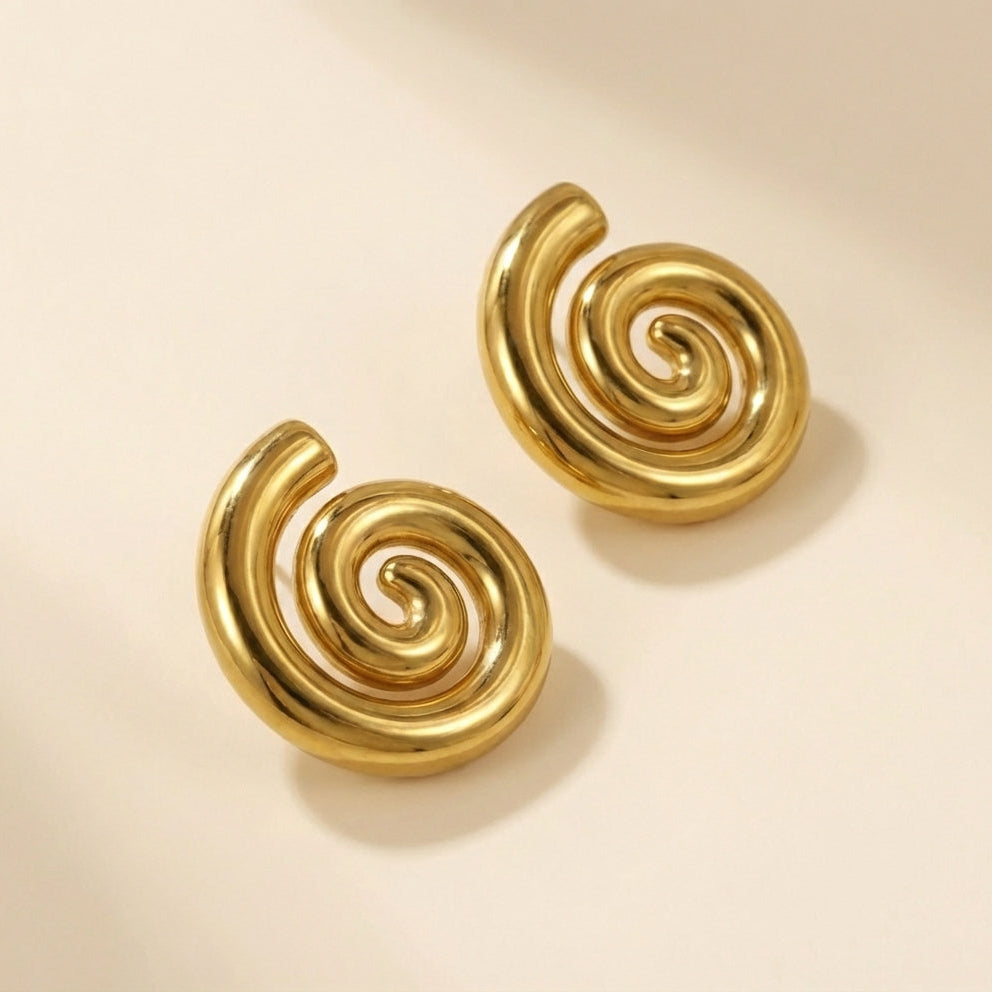 Pendientes Spiral Infinity con fusión en Oro 18K