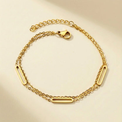Pulsera Oblong Circle con fusión en Oro 18K