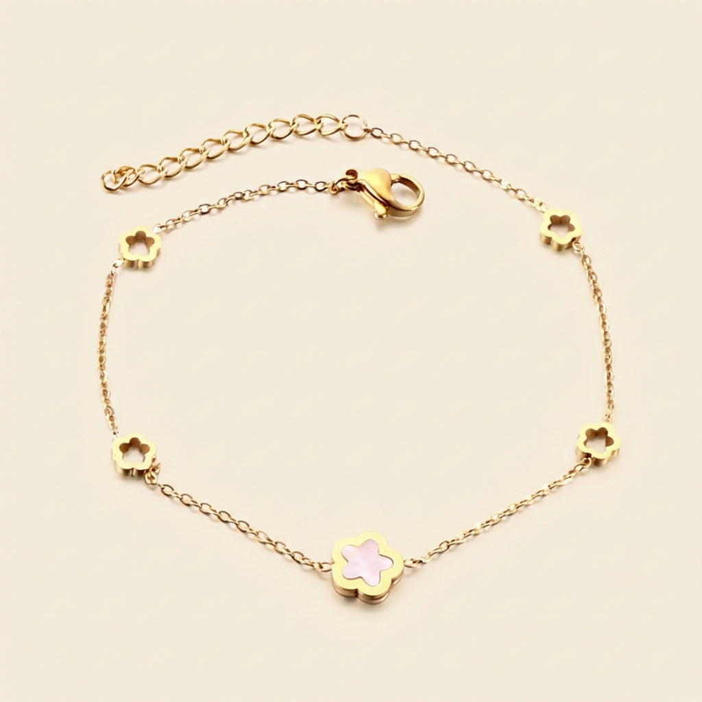 Pulsera Peach Blossom con fusión en Oro 18K