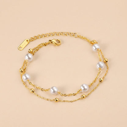 Pulsera Pearl & Steel Ball con fusión en Oro 18K