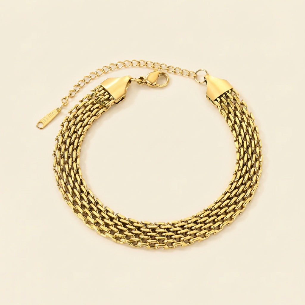 Brazalete Woven Mesh con fusión en Oro 18K