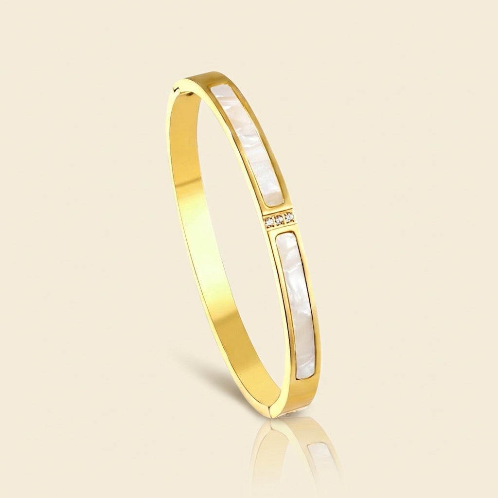 Brazalete Shell & Diamond con fusión en Oro 18K