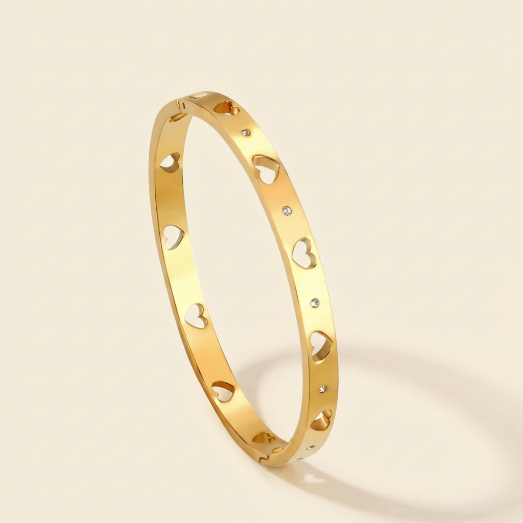 Brazalete Hollow Heart con fusión en Oro 18K