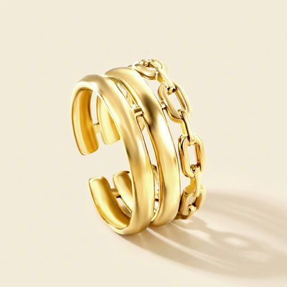 Anillo Triple Link Open con fusión en Oro 18K