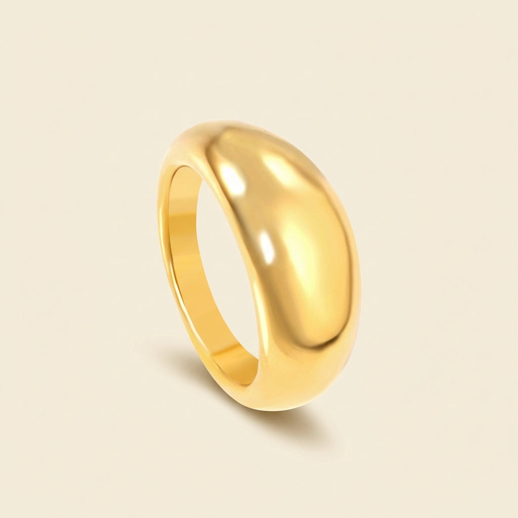 Anillo Chunky Dome Polished con fusión en Oro 18K