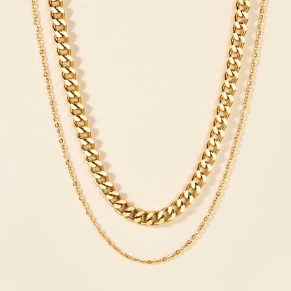 Collar Multi-layer Cuban con fusión en Oro 18K