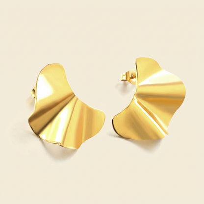 Pendientes Abstract Wave con fusión en Oro 18K