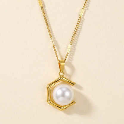 Collar Pentagonal Pearl con fusión en Oro 18K