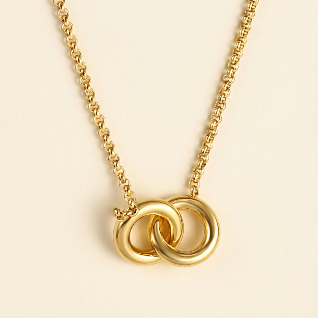 Collar Double Circle con fusión en Oro 18K
