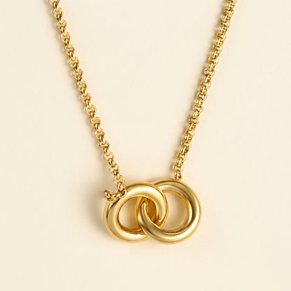 Collar Double Circle con fusión en Oro 18K