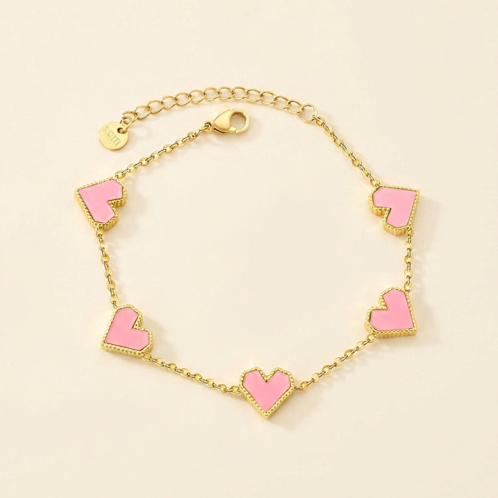 Brazalete Heart Mix & Color con fusión en Oro 18K