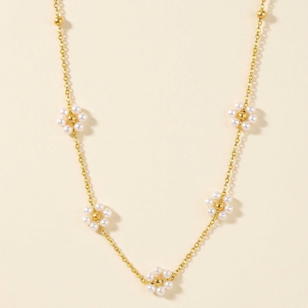 Collar Pearl Blossom Bead con fusión en Oro 18K