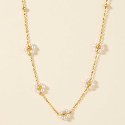 Collar Pearl Blossom Bead con fusión en Oro 18K