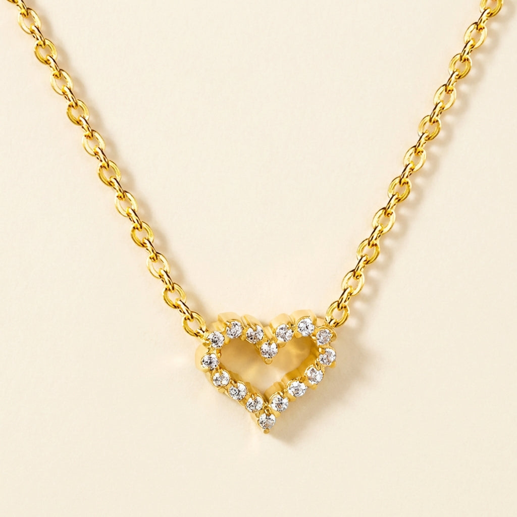 Collar Heart Circle Diamond Edge con fusión en Oro 18K