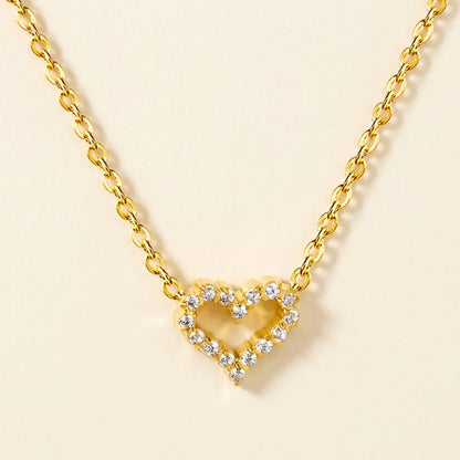 Collar Heart Circle Diamond Edge con fusión en Oro 18K