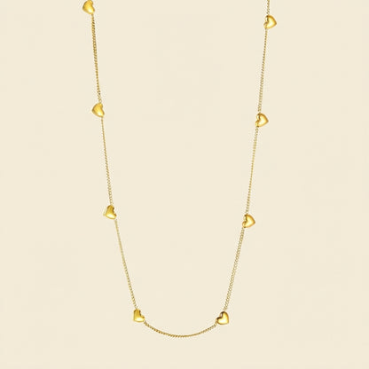 Collar 8 Hearts Love Chain con fusión en Oro 18K