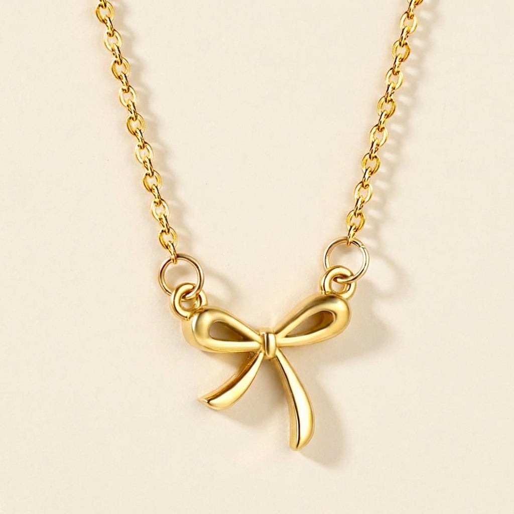Collar Bow Golden Ribbon con fusión en Oro 18K