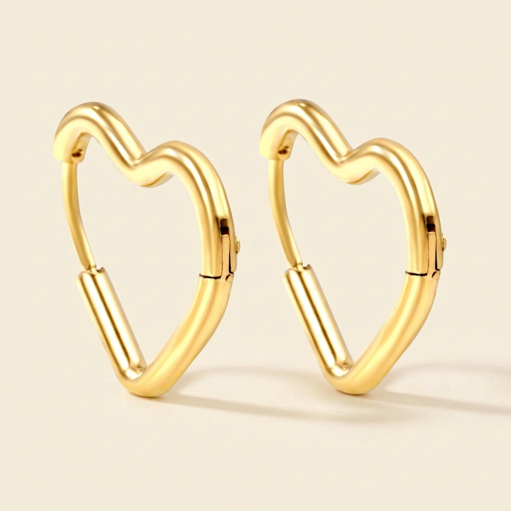 Pendientes Heart Loop Wire con fusión en Oro 18K