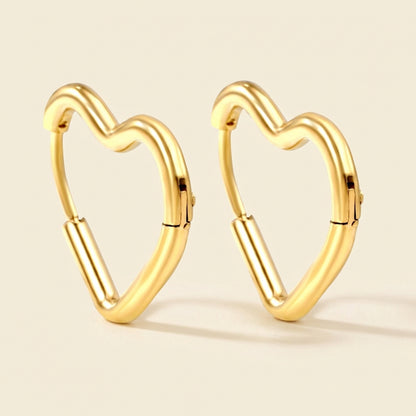Pendientes Heart Loop Wire con fusión en Oro 18K