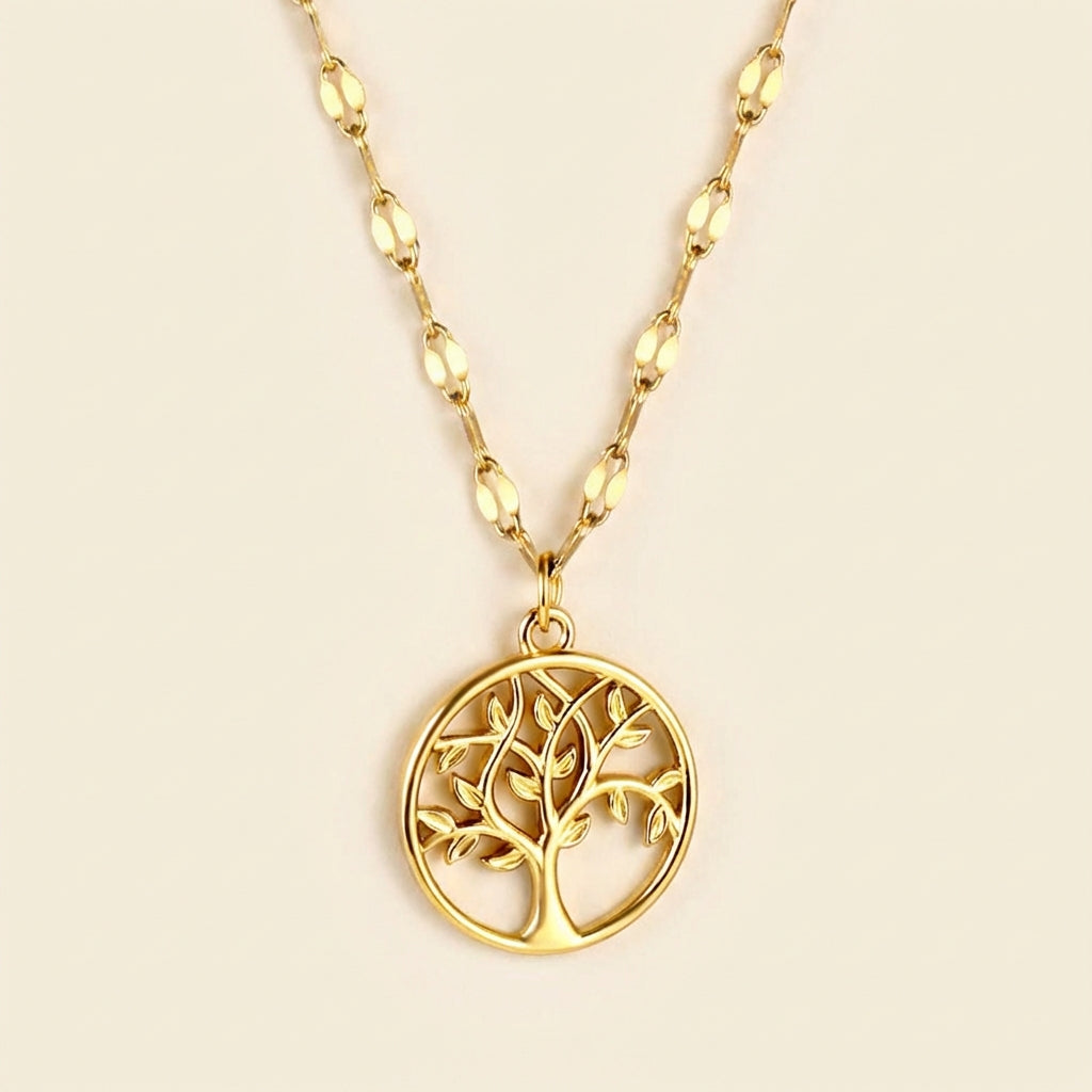 Collar Hollow Tree of Life con fusión en Oro 18K