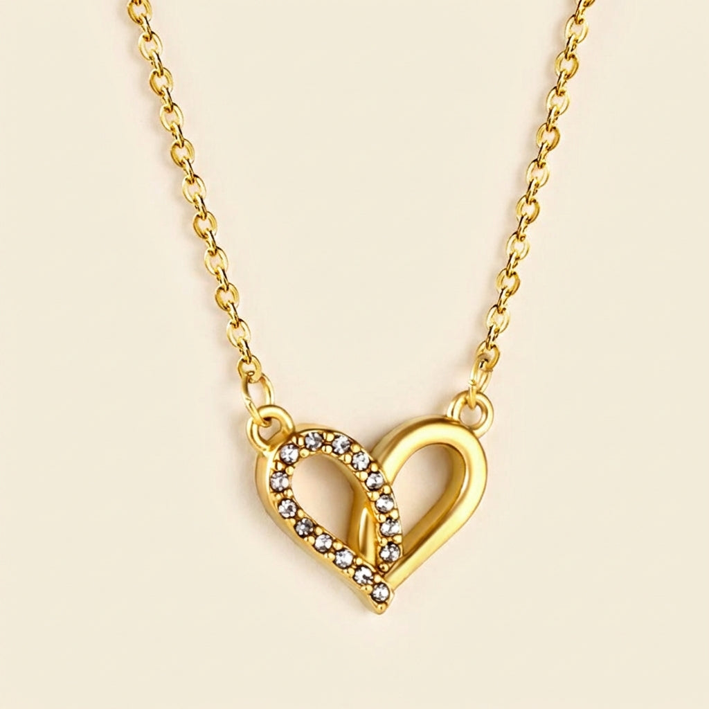 Collar Heart Circle Diamond con fusión en Oro 18K