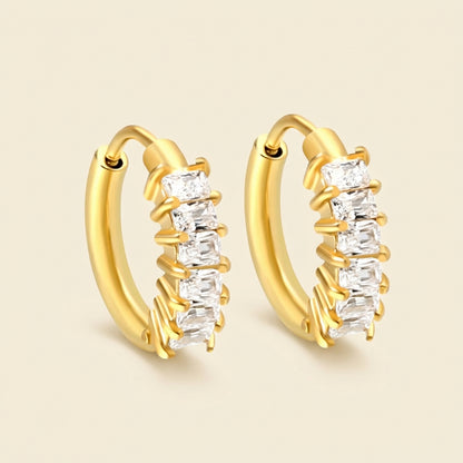 Ear Clips Rectangle Diamond con fusión en Oro 18K