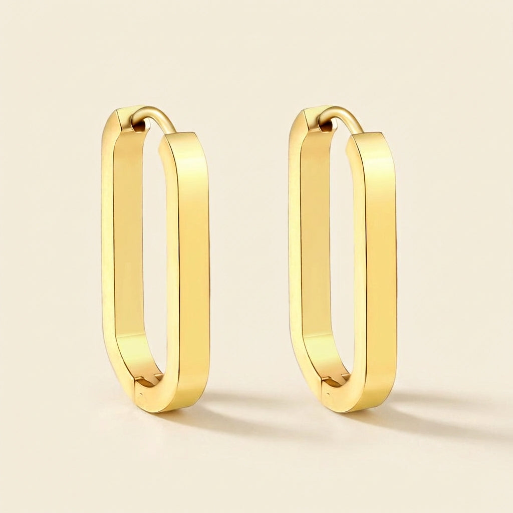 Pendientes Oval Buckle Link con fusión en Oro 18K