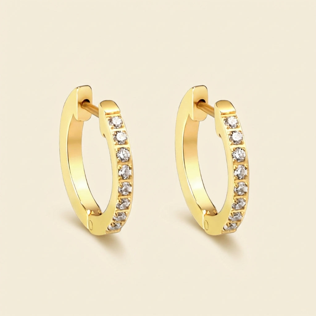 Pendientes Round Diamond Shine con fusión en Oro 18K