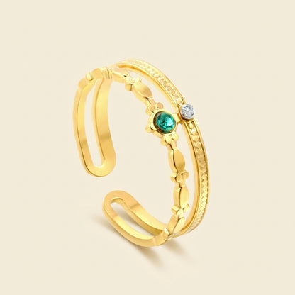 Anillo Green & White Diamond con fusión en Oro 18K