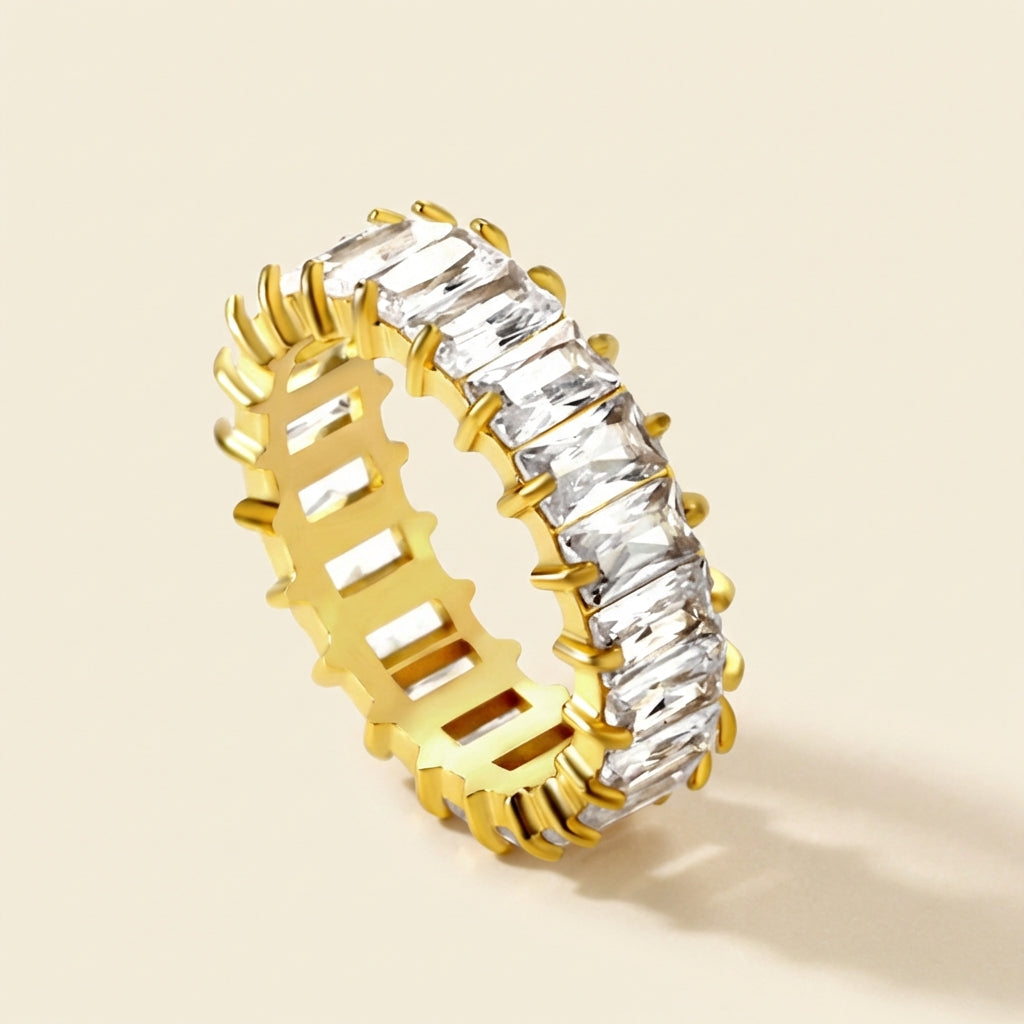 Anillo Full Diamond Rectangular con fusión en Oro 18K