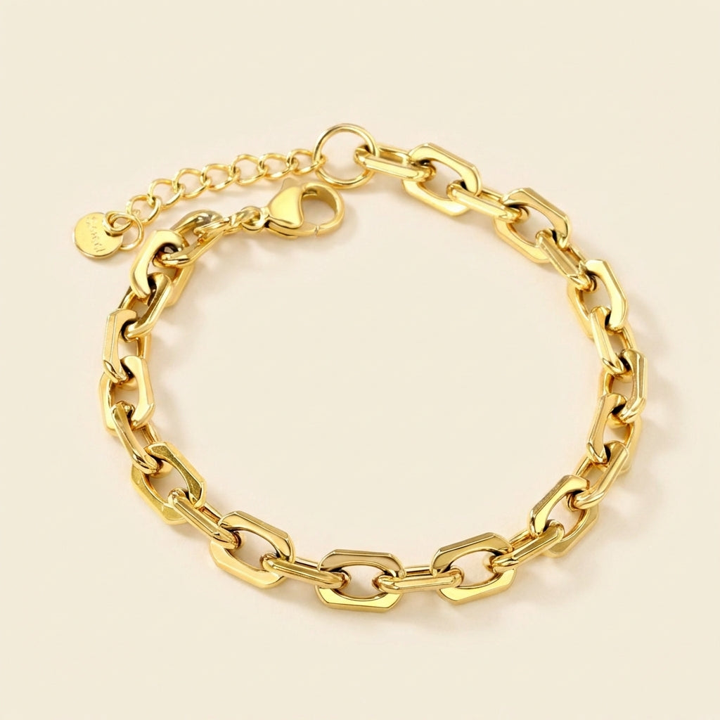 Brazalete Link & Tail Plaque con fusión en Oro 18K