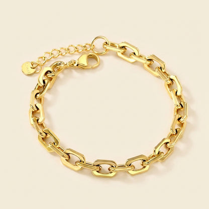 Brazalete Link & Tail Plaque con fusión en Oro 18K