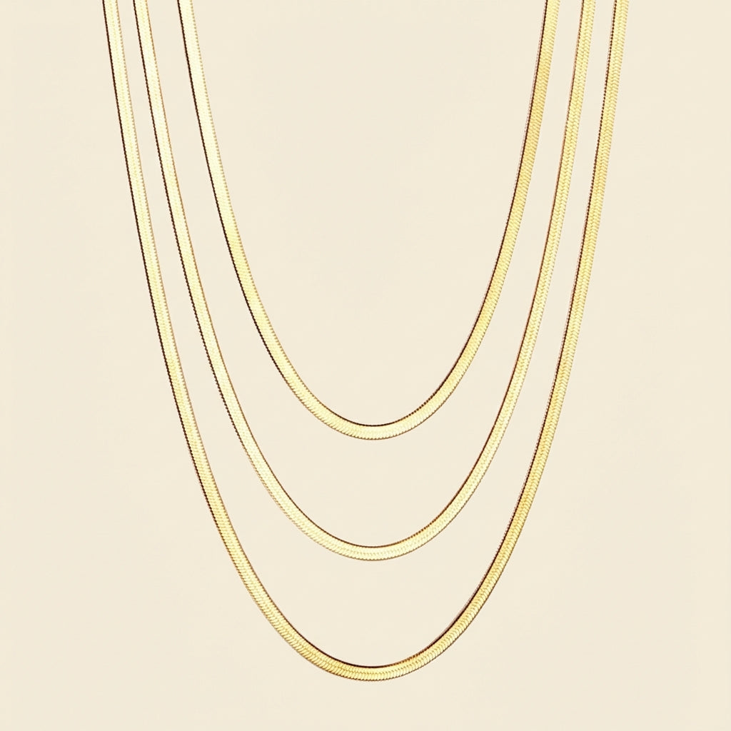 Collar Triple Snake Chain con fusión en Oro 18K