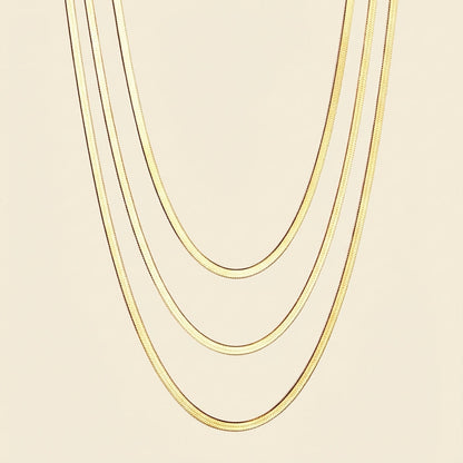 Collar Triple Snake Chain con fusión en Oro 18K