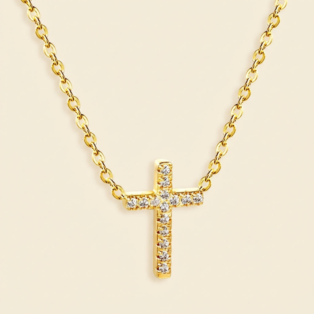 Collar Cross Diamond Shine con fusión en Oro 18K