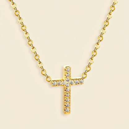 Collar Cross Diamond Shine con fusión en Oro 18K