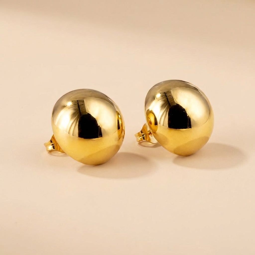 Pendientes Steel Bead Hoop con fusión en Oro 18K