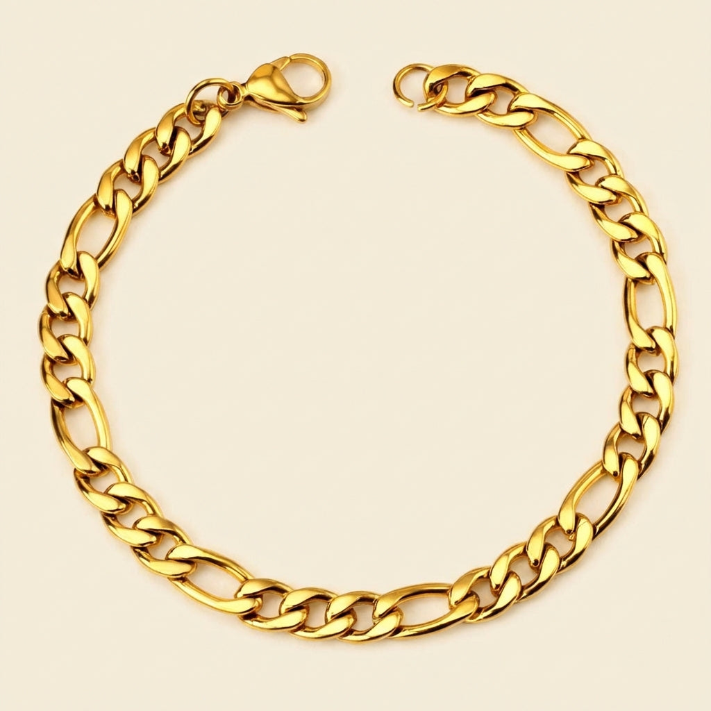 Pulsera Figaro Chain con fusión en Oro 18K