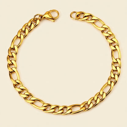Pulsera Figaro Chain con fusión en Oro 18K